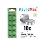 PoundMax 10 Adet LR44 AG13 A76,G13, L1154,SR44, G13A 1,5 V Alkalin Düğme Pil Paketi uzun raf ömrü