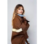 poupee Kahverengi Gabardin Kadın Ceket, Rahat Kalıplı Kadın Mont