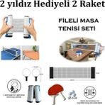 Povit 150 cm Masa Tenisi File Seti Portatif 2 Adet Raket + 3 Adet Pinpon Topu Hediyeli