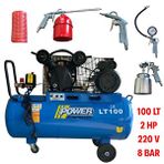Povver Power 100 Litre. 2 Hp 220 Volt 8 Bar Pistonlu Kompresör 5 Li Hava Setli