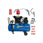 POWER 100 Litre. 2 Hp 220 Volt 8 Bar Pistonlu Kompresör 5 li Hava Setli