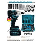 POWER BLACK 21 V 1.5 Ah Professional Somun Sökme Şarjlı Darbeli Matkap Vidalama Set