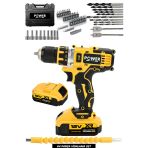 POWER BLACK 82 Parça Çelik Şanzıman Bakır Sargılı Çift Akülü Vidalama Şarjlı Matkap