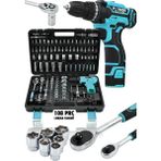 Power Black Korumalı Çelik Şanzuman Şarjlı Matkap 108 Pcs Crv Çeliği Profesyonel Parlak Lokma Takımı Hediyeli
