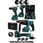 Power Black Profesyonel 21V 4'Lü Set Somun Sıkma Sökme & Matkap & Kırıcı Delici Hilti & Taşlama