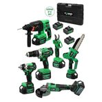 POWER BLACK Profesyonel 6 Lı Set Avuç Taşlama Kırıcı Delici Hilti Makas Testere Darbeli Matkap Somun Sökme