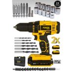POWER BLACK Vf 5 Ah Metal Şanzıman Çift Akülü Şarjlı Matkap 24 Parça Akülü Vidalama Set