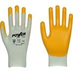 Power Tek 10 Numara 10 Çift Nitril İş Eldiveni - Sarı - Beyaz