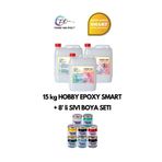 POWER TIME EPOXY 15 Kg Hobby Epoxy Smart 8'li Sıvı Epoksi Boya Seti/ Ultra Şeffaf Parlak Epoksi Reçine Ince Döküm