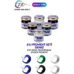 Power Time Epoxy 6'lı Opak & Transparan Sıvı Pigment Boya Seti / Epoksi Için Deniz Seti / 6 Adet Epoksi Pigment Boya