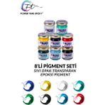 Power Time Epoxy 8'li Opak & Transparan Sıvı Pigment Boya Seti / Epoksi Için / Toplam 240 Gram - Renkli