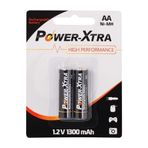 Power-Xtra 1.2V 1300 mAh AA Ni-MH Şarj Edilebilir Kalem Pil – 2’li Blister Paket