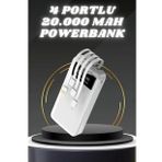 Powerbank Şarj Cihazı 4 Çıkışlı 20.000 Mah Powerbank Kompakt Yüksek Kapasiteli Hızlı Şarj