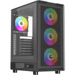 Powerboost A601B 600W 80+ Temperli Camlı 4*12CM Rainbow Fanlı Mesh Mid-T Atx Gaming Siyah Kasa - 600 W