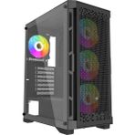 Powerboost PB-PS7840B 600W Temperli Camlı 4*12CM Rainbow Fanlı Mesh Mid-T Atx Gaming Siyah Kasa - 600 W