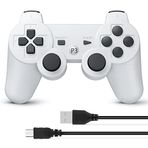 Powerextra PS-3 Controller Wireless Rechargable Remote Control Gamepad with Charging Cable for PS-3 (White)