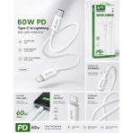 Powerfox With Wopu 60W Pd Hızlı Şarj Kablosu Type-C To Lightning iPhone 11 12 13 14 15 16 Pro Max Uyumlu Data Kablosu 1m - Beyaz