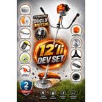 PowerG 12X12 Ultra Güçlendirilmiş 12IN1 Benzinli Yan Tip Tırpan Ot Biçme Motoru + 8 Başlık + 3 Koruyucu Ekipman + 46 Metre Misina - 1500 watt