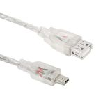 Powermaster 15627 Usb 2.0 Şeffaf Mini 5 Pin Erkek-Usb Dişi Kablo 1Mt