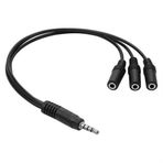 Powermaster 33 cm Stereo Erkek 3 Boğum 3x3.5 mm Stereo Dişi 5+1 Kablo