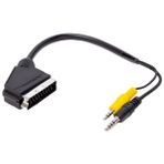 Powermaster 35 cm Uzun ve Kısa Jack Bir Arada Uydu Alıcısı Av 3.5 mm Stereo Erkek Scart Kablo