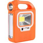 Powermaster Dxt Powermaster Hb 6399A Cob Ledli Solarlı 3 Kademeli USB Çıkışlı Şarjlı Işıldak Fener (2 Parça Ampulü Unutma) - Turuncu