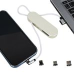 Powermaster PM-25904 Beyaz 3in1 Type-C Lightning Micro USB Manyetik Uç Taşınabilir Şarj Data Kablosu