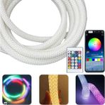 Powermaster PM-26417 Animasyonlu Bluetooth Neon Rgb Kumaş Örgülü Hortum LED 5 Metre 201 Modlu - Çok Renkli