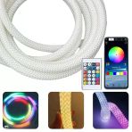 Powermaster Pm-26417 Animasyonlu Bluetooth Neon Rgb Kumaş Örgülü Hortum Led 5 Metre 201 Modlu Vitrin