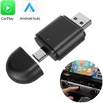 Powermaster PM-27447 Kablosuz Carplay - Android Auto Çevirici Dönüştürücü Adaptör Iki Girişli USB - Type-C - Siyah