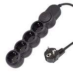 Powermaster Pm-4904 4'lü Kablolu Anahtarlı 2 Metre Siyah Akım Korumalı Grup Priz