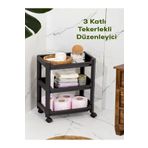 POWERMECH Tekerlekli 3 Katlı Düzenleyici- Banyo Mutfak Organizer Raf - 35,5 x 22 x 48 cm-