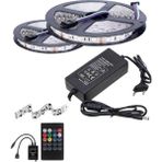 Powerr Led Aydınlatma 10 Metre 12V 60 Ledli Rgb Dış Mekan Şerit LED 5A Plastik Adaptör Sese ve Müziğe Duyarlı LED Kontrol Üniteli Set