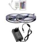 Powerr Led Aydınlatma 10 Metre 12V 60 Ledli Rgb Dış Mekan Silikonlu Şerit LED 5A Priz Tipi Plastik Adaptör 24 Tuşlu Ir LED Kontrol Üniteli Set
