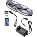 Powerr Led Aydınlatma 10 Metre 12V 60 Ledli Rgb Iç Mekan Şerit LED 5A Priz Tipi Plastik Adaptör Bluetoothlu Telefondan LED Kontrol Üniteli Set