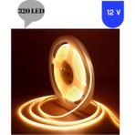 Powerr Led Aydınlatma 12 Volt 8 mm 320 Ledli Esnek Cob Şerit 3000 K Günışığı Iç Mekan 5 Metre