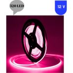 Powerr Led Aydınlatma 12 Volt 8 mm 320 Ledli Esnek Cob Şerit Pembe Iç Mekan 5 Metre