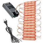 Powerr Led Aydınlatma 20 Adet 12 Volt 1.5 Watt 3 Lensli Kırmızı 2835 Smd LED Modül IP65 Modül 5A Trafo ve Arapurlu Güç Kablolu Set