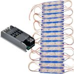 Powerr Led Aydınlatma 20 Adet 12 Volt 1.5 Watt 3 Lensli Mavi 2835 Smd LED Modül IP65 Modül 5A Trafo Set