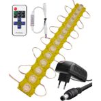 Powerr Led Aydınlatma 20 Adet 12 Volt 1,5 Watt Tek Lensli Amber 3030 Smd LED Modül 12A Tek Renk Rf Dimmer 2A Priz Tipi Adaptör Set