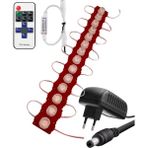 Powerr Led Aydınlatma 20 Adet 12 Volt 1,5 Watt Tek Lensli Kırmızı 3030 Smd LED Modül 12A Tek Renk Rf Dimmer 2A Priz Tipi Adaptör Set