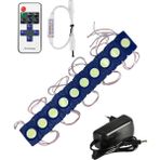 Powerr Led Aydınlatma 20 Adet 12 Volt 2.4 Watt Turkuaz Kare Cob LED Modül 12A Tek Renk Rf Dimmer 2A Priz Tipi Adaptör Set