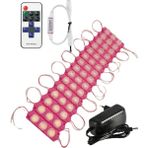 Powerr Led Aydınlatma 20 Adet 12 Volt 3 Watt 3 Lens Pembe 3030 LED Modül 12A Tek Renk Rf Dimmer 3A Priz Tipi Adaptör Set