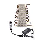 Powerr Led Aydınlatma 20 Adet 12 Volt Samsung 0.72 Watt 3 Lensli Rgb LED Modül Bluetooth Kumanda 5A Plastik Adaptör Set