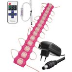 Powerr Led Aydınlatma 20 Adet 24 Volt 1,5 Watt Tek Lensli Pembe 3030 Smd LED Modül 12A Tek Renk Rf Dimmer 2A Priz Tipi Adaptör Set