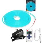 Powerr Led Aydınlatma 5 Metre 12 Volt 6X12 mm Esnek Turkuaz Neon LED 12A Tek Renk Kumandalı Rf Dimmer 3A Plastik Adaptör Set