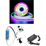 Powerr Led Aydınlatma 5 Metre 12V 12MM Iç Mekan 720 Pixel Cob Ledli SP621 Bluetooth Cep Telefonundan Kumandalı 5A Plastik Adaptörlü Set - ARGB