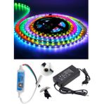 Powerr Led Aydınlatma 5 Metre 12V Iç Mekan 60 Pixel Ledli Bluetooth Cep Telefonundan Kumandalı 5A Plastik Adaptörlü Set - ARGB
