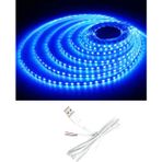 Powerr Led Aydınlatma 5 Metre 5 Volt 2835 Smd Mavi Iç Mekan 60 Ledli Şerit USB Li Beyaz Güç Kablosu Set