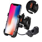 Powertec Motosiklet Telefon Tutucu USB Şarjlı Alüminyum Alaşım Gidon ve Ayna Bağlantılı